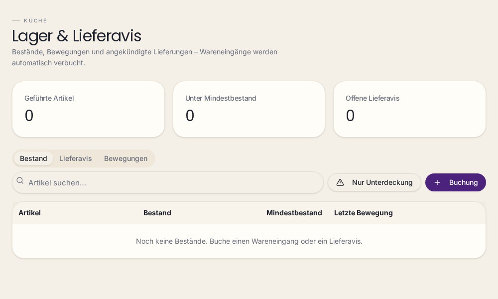 Aktuelle Programmoberfläche: lager