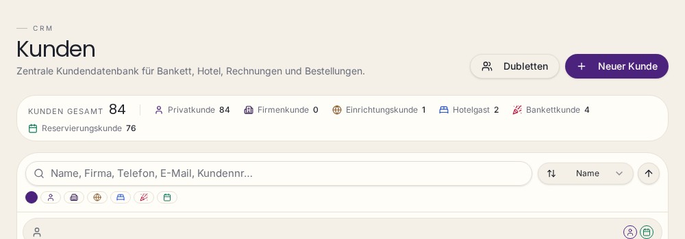 Aktuelle Programmoberfläche: crm